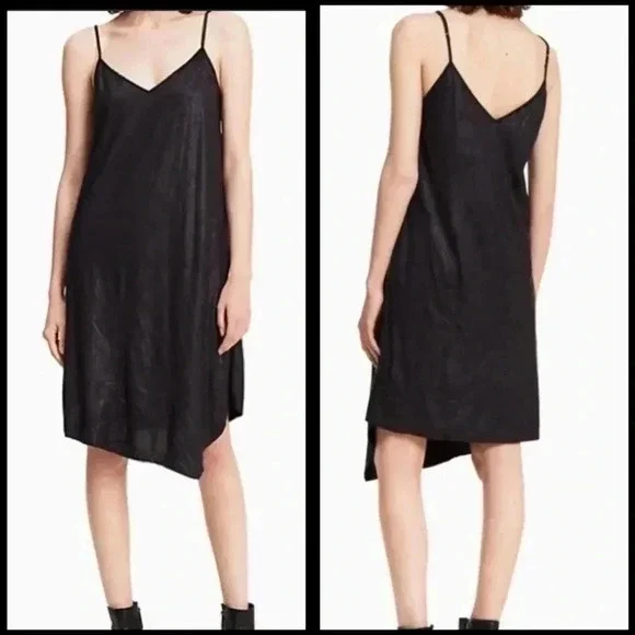Calvin Klein Sleeveless Black Coated Asymmetrical Hem Size M - Picture 1 of 5